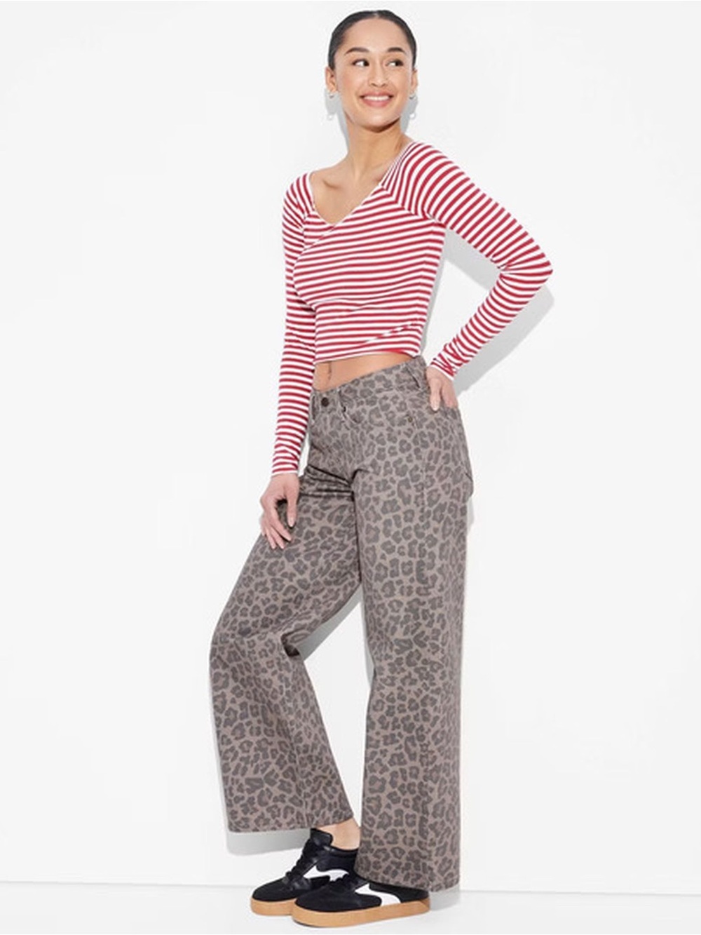 90’s Leopard Low-Rise, Wide Leg, Baggy Jeans